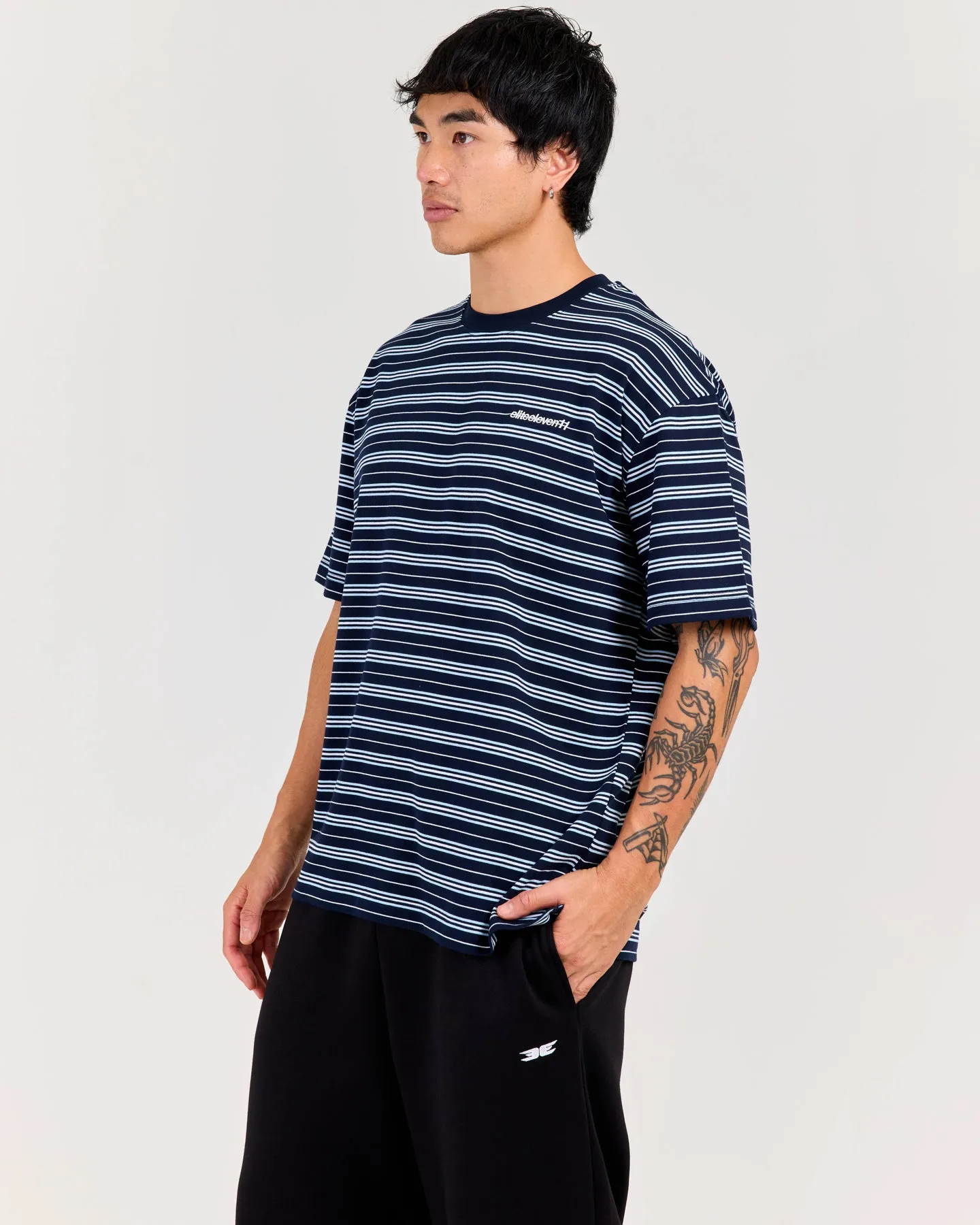 Men's Oversized Stripe Tee - Blue sold by Elite Eleven product image thumbnail 3