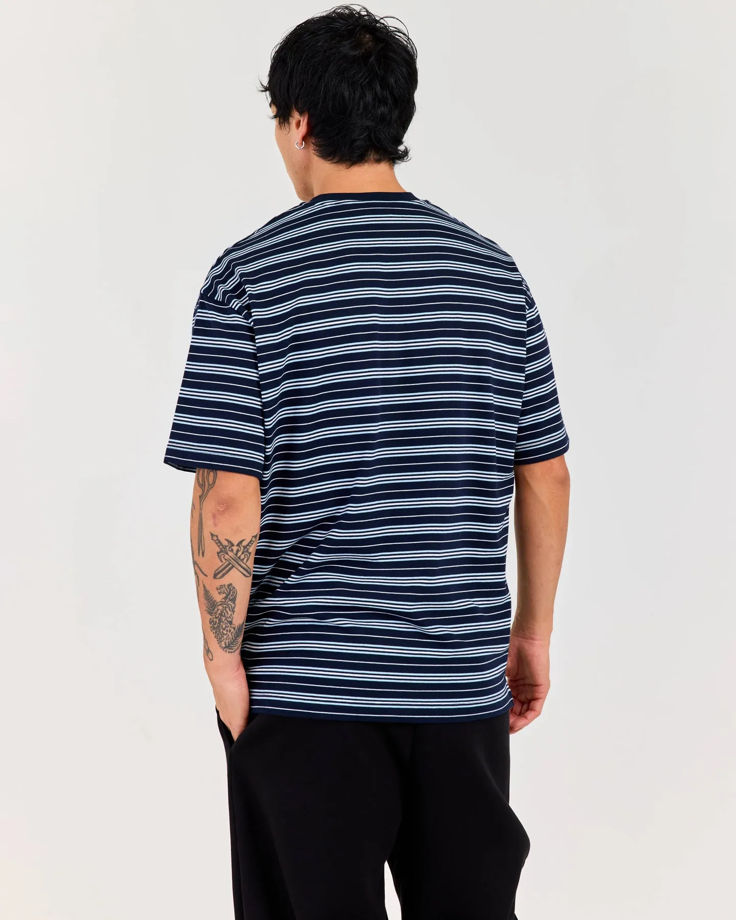 Men's Oversized Stripe Tee - Blue sold by Elite Eleven product image thumbnail 2