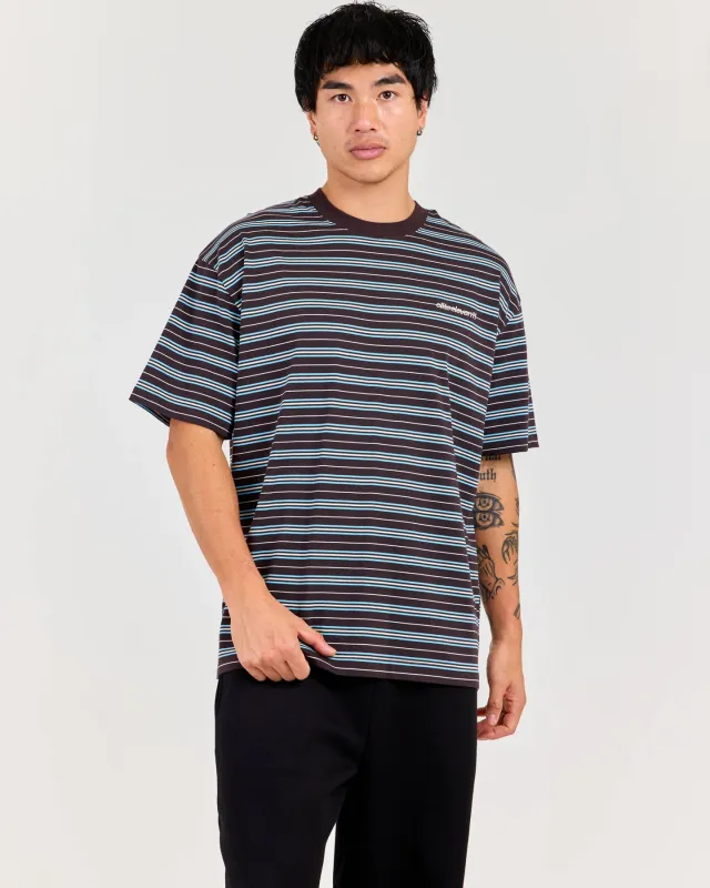 Men's Oversized Stripe Tee - Coffee/Blue made by Elite Eleven