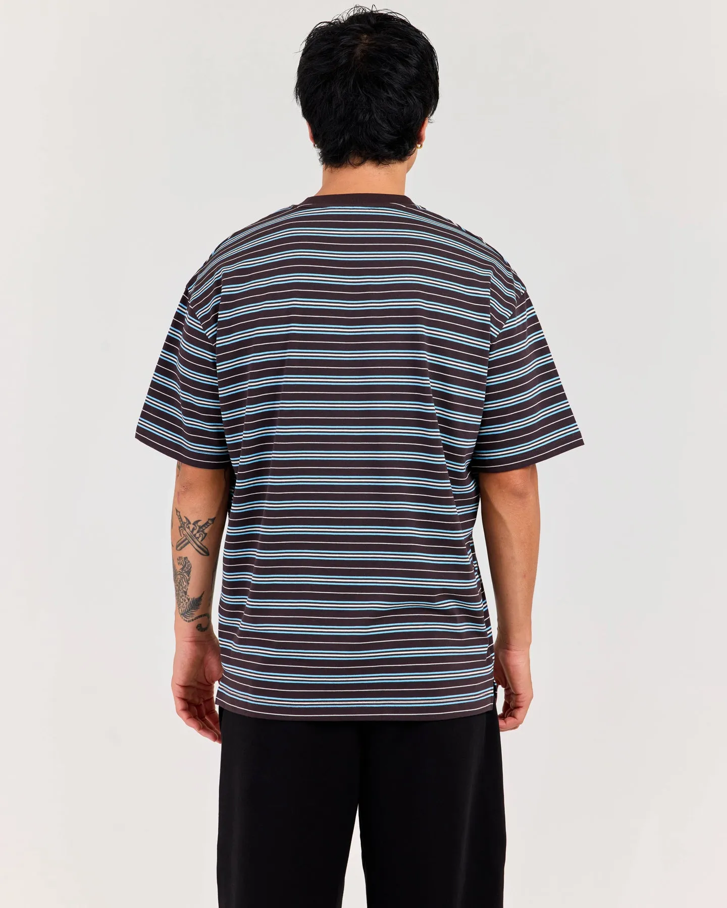 Men's Oversized Stripe Tee - Coffee/Blue sold by Elite Eleven product image thumbnail 2