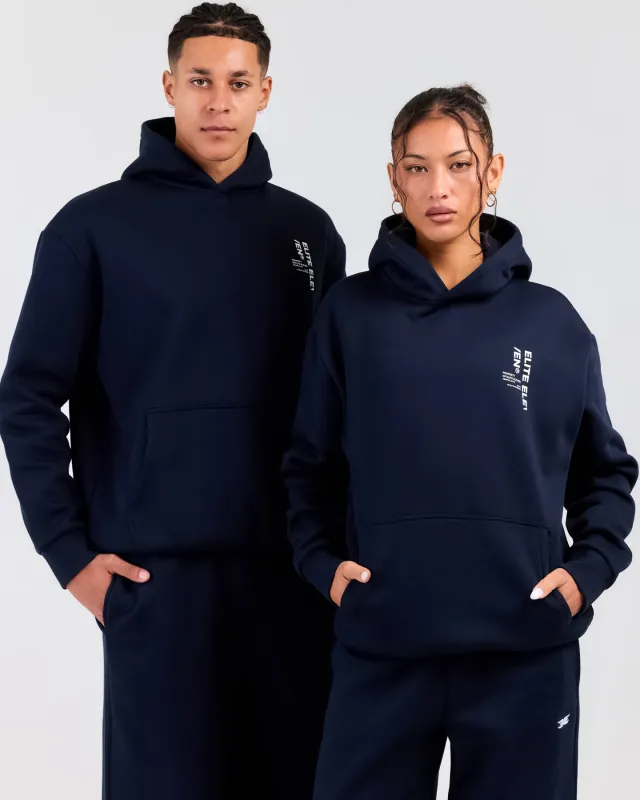 Capital Offset Hoodie - Navy made by Elite Eleven