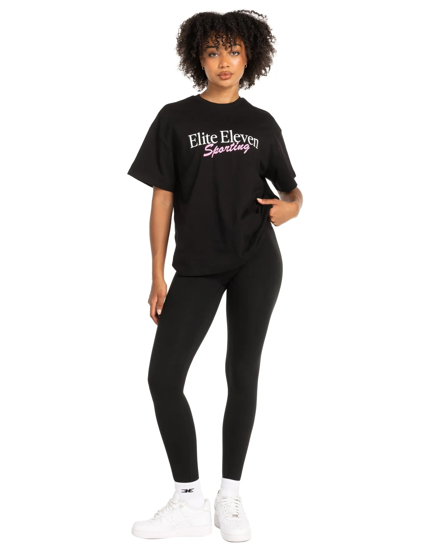 Women's Script Oversized Tee - Black / Pink sold by Elite Eleven product image thumbnail 4