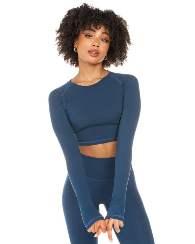 Aura Crop Long Sleeve - Navy sold by Elite Eleven