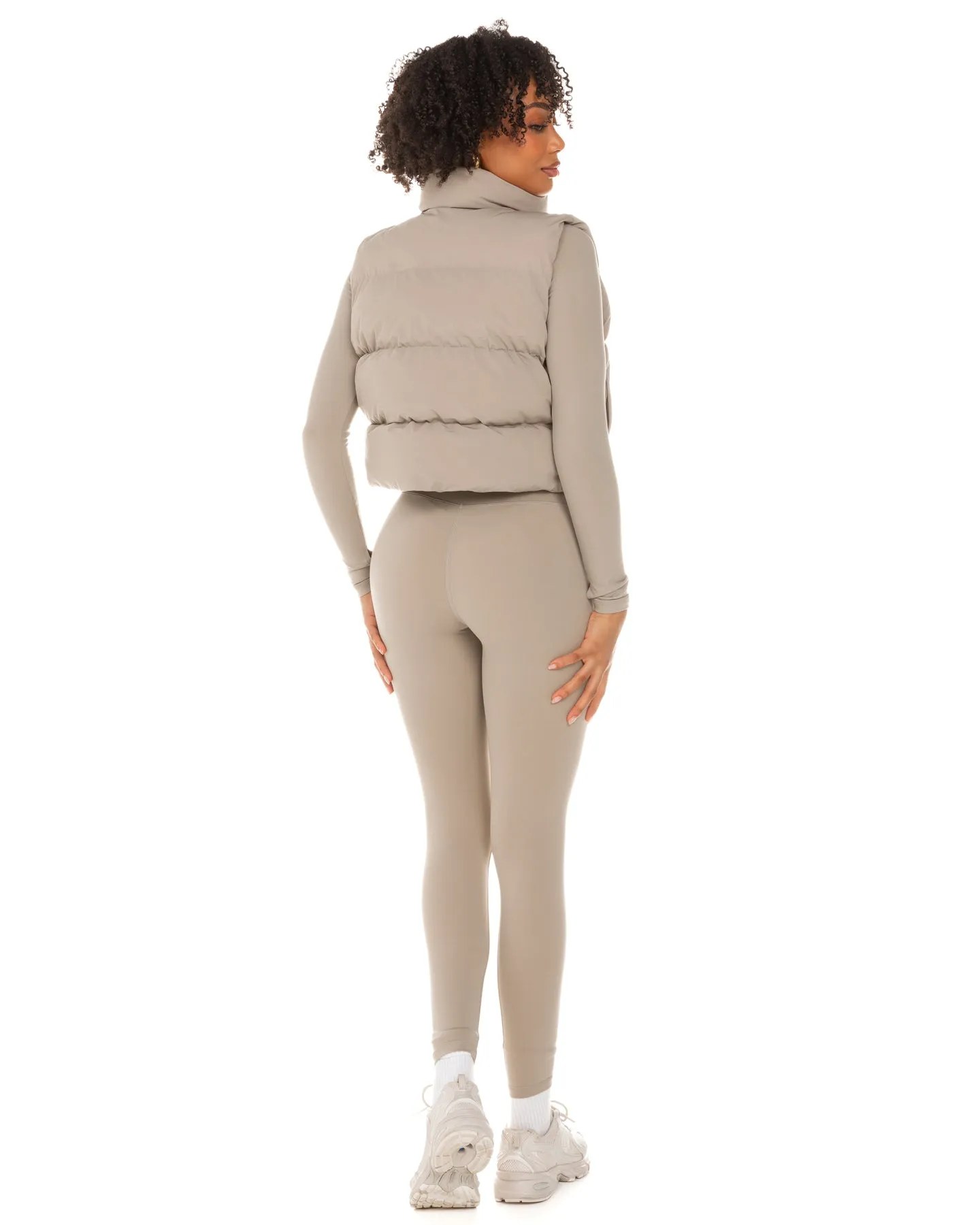 Cropped Puffer Vest - Vintage Khaki sold by Elite Eleven product image thumbnail 4