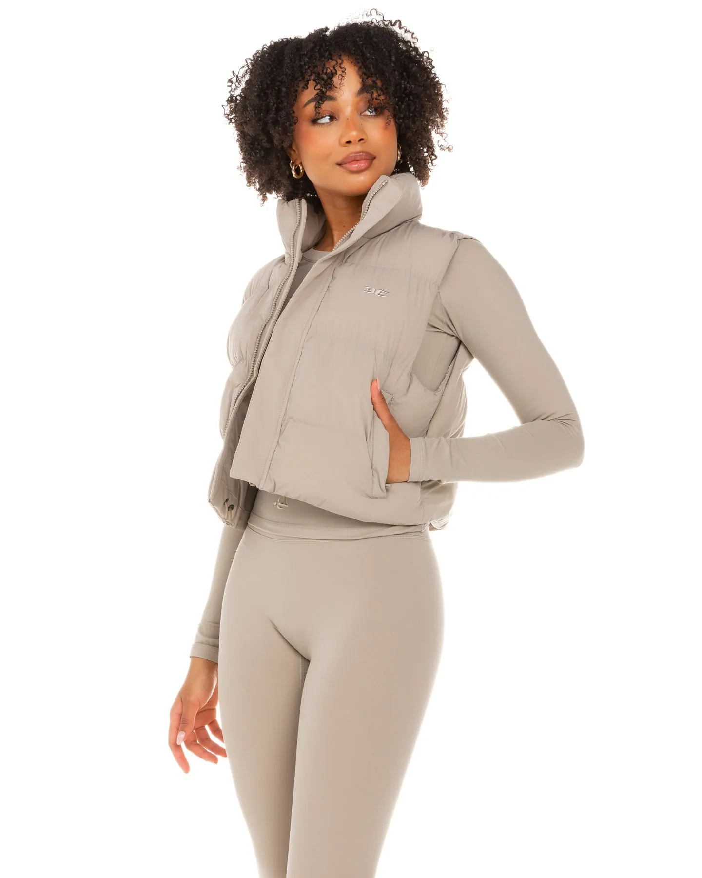 Cropped Puffer Vest - Vintage Khaki sold by Elite Eleven