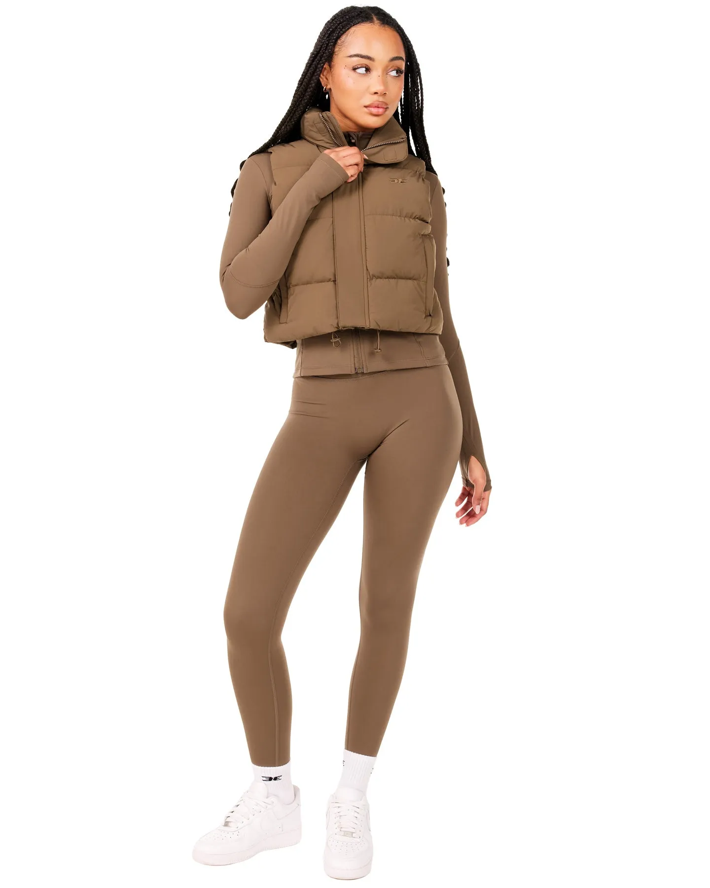 Cropped Puffer Vest - Cafe Latte sold by Elite Eleven product image thumbnail 4