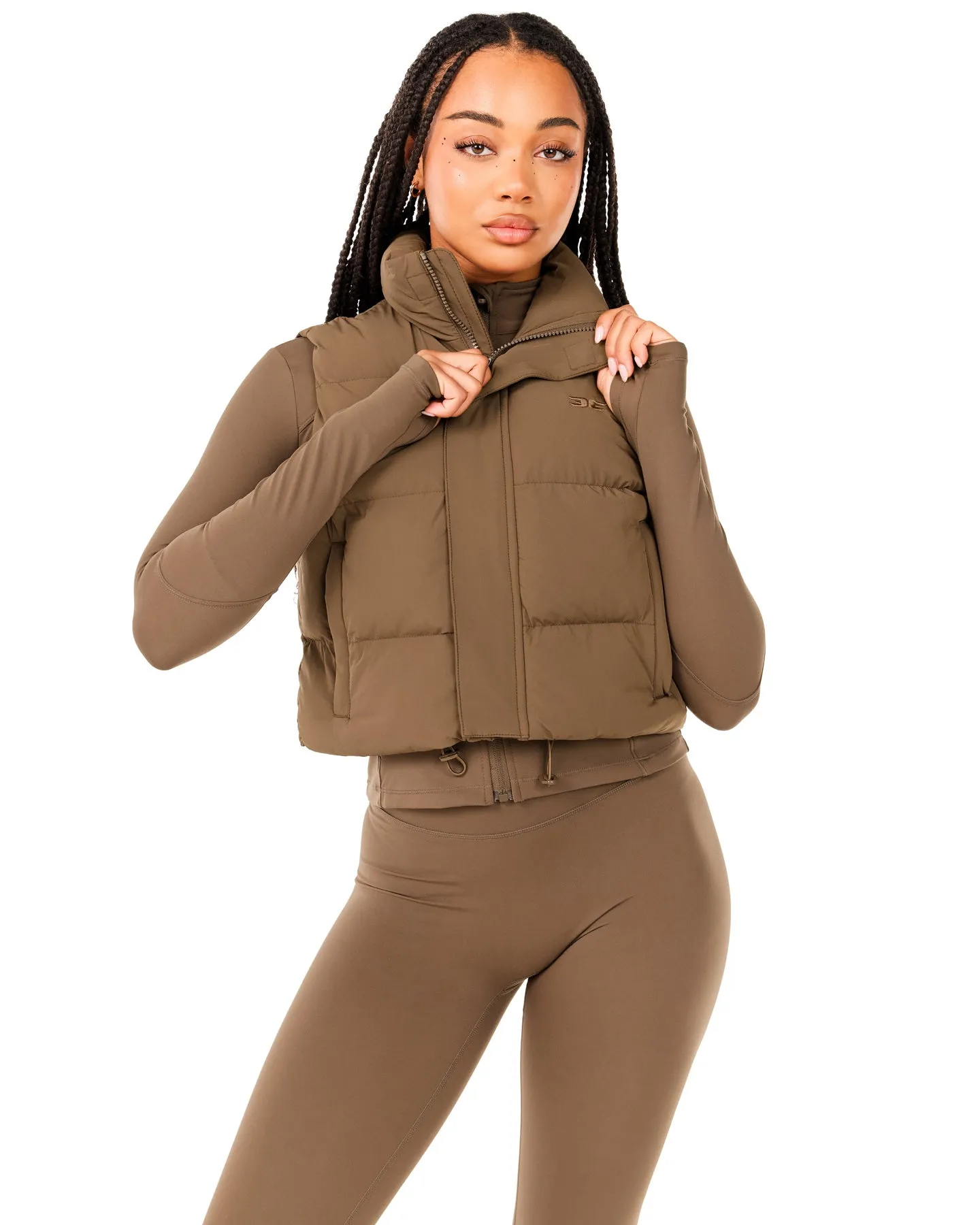 Cropped Puffer Vest - Cafe Latte sold by Elite Eleven