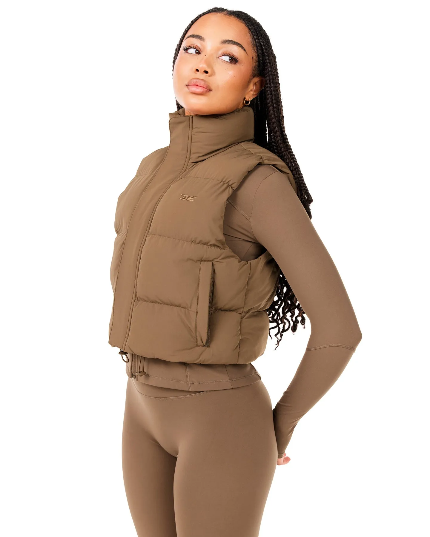 Cropped Puffer Vest - Cafe Latte sold by Elite Eleven product image thumbnail 3