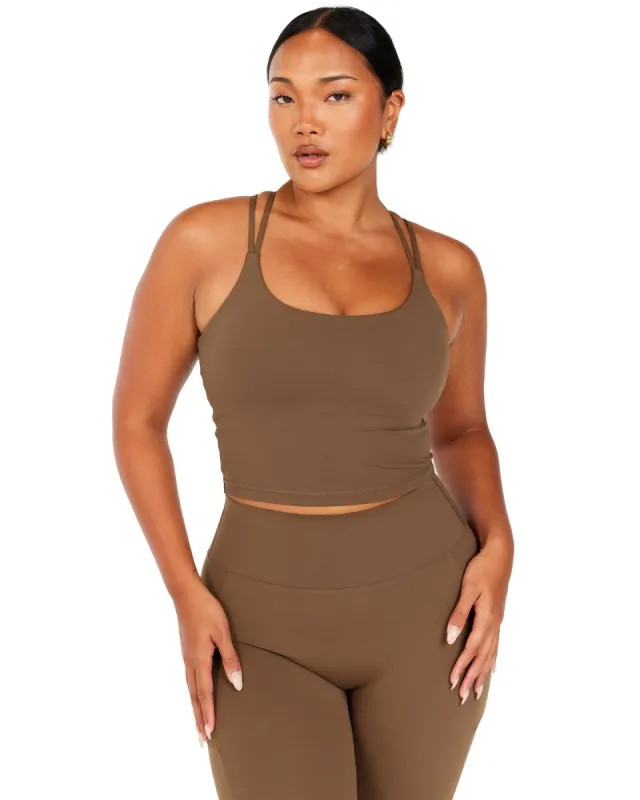 Aura Thin Strap Tank - Cafe Latte sold by Elite Eleven