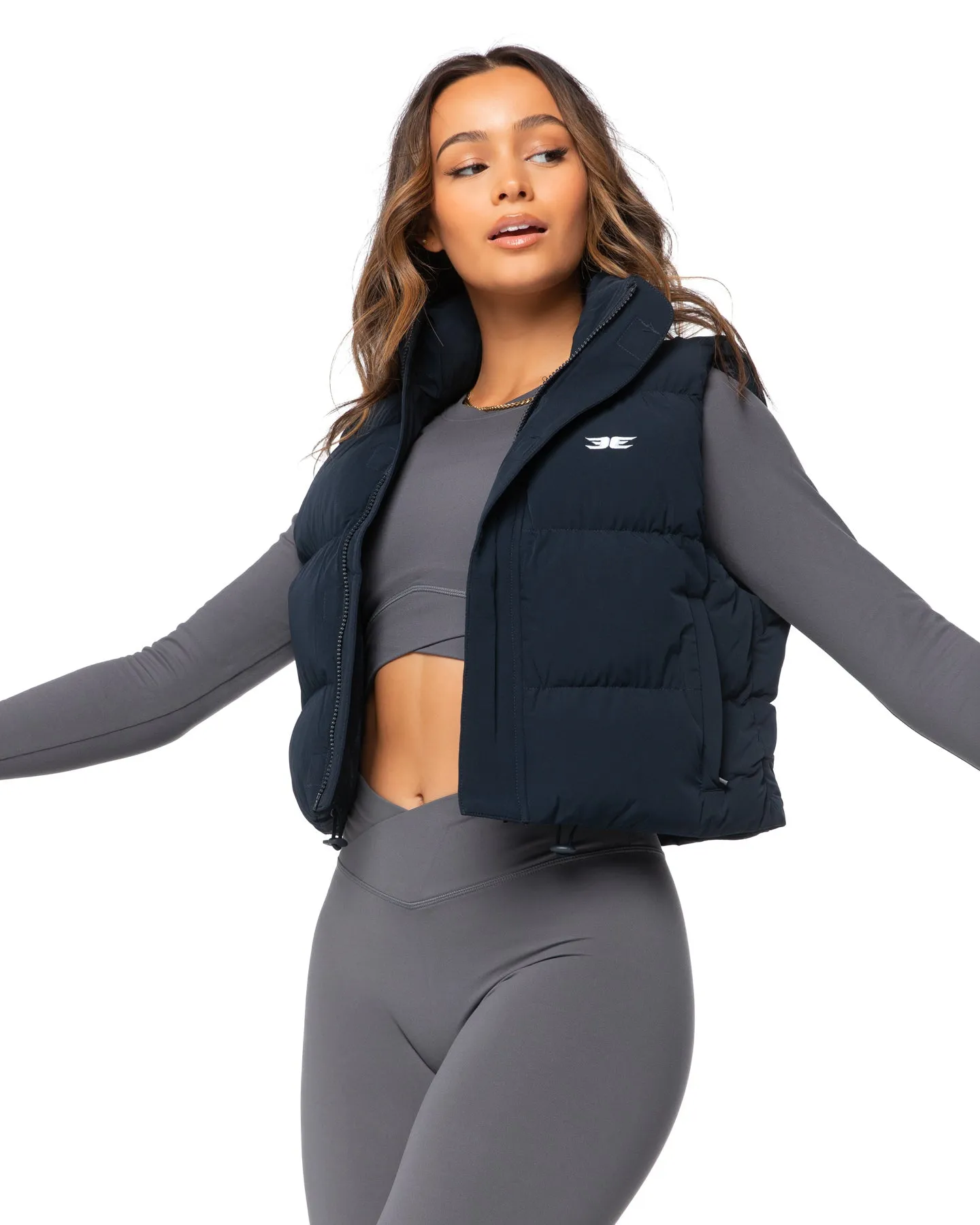 Cropped Puffer Vest - Navy sold by Elite Eleven