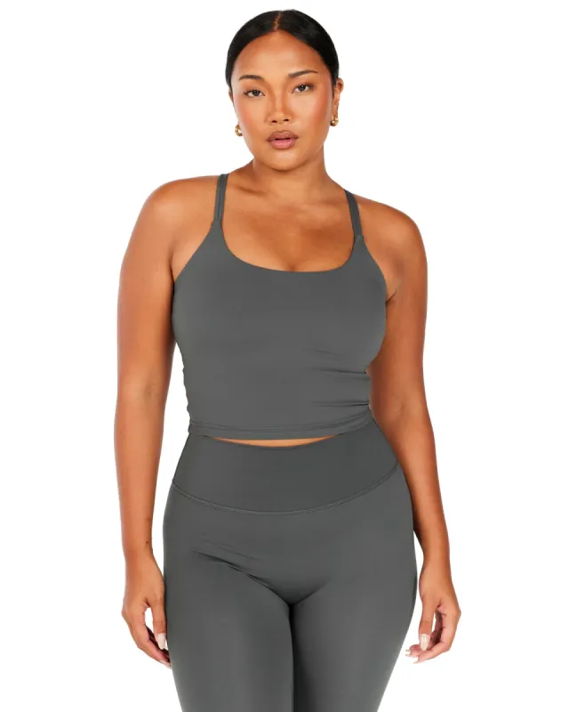 Aura Thin Strap Tank - Cloud Grey sold by Elite Eleven