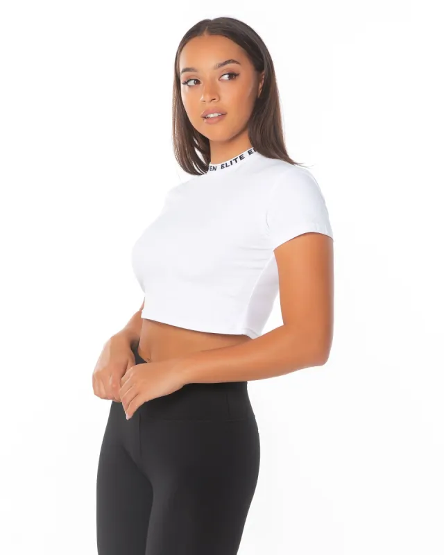 Cropped Ribbed Collar T-shirt - White sold by Elite Eleven