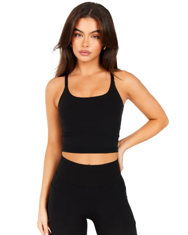 Aura Thin Strap Tank - Black sold by Elite Eleven