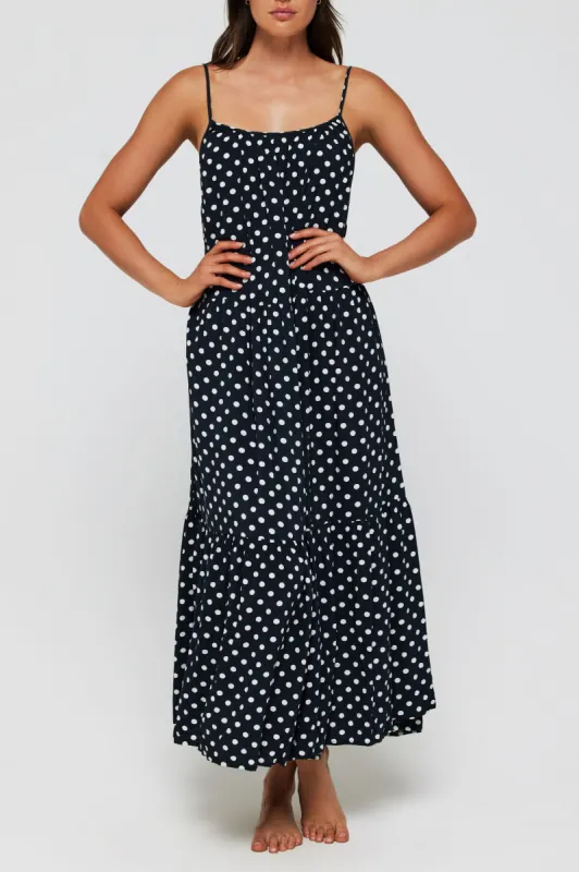 Johanna Maxi Low Scoop Back Dress Cover Up in Polka Dots - FINAL SALE sold by Hermoza