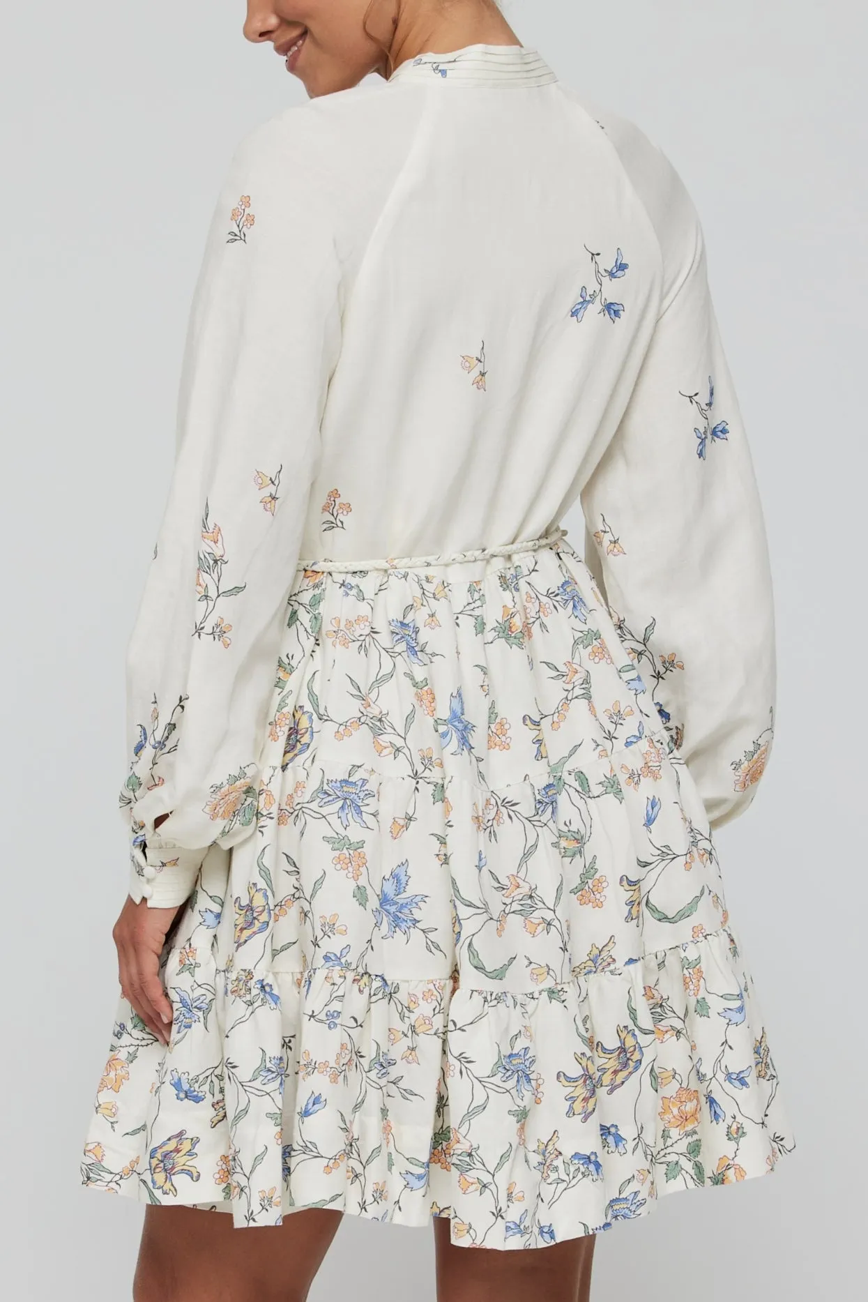 Louisa Tunic Belted Tie Mini Dress in Floral sold by Hermoza product image thumbnail 2