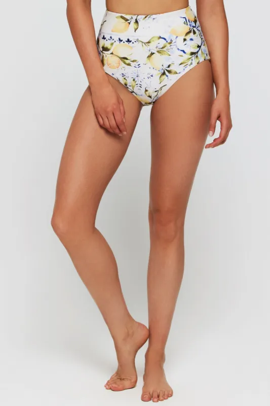Mackenzie Sculpted High Waisted Two-Piece Swimsuit Bottom in Lemon Print - FINAL SALE made by Hermoza
