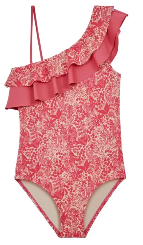 Little Kate Off-The-Shoulder One-Piece Swimsuit in Indra Coral- FINAL SALE sold by Hermoza