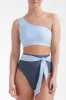 Gianna One Shoulder Two-Piece Bikini Top in Blue sold by Hermoza