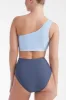 Gianna One Shoulder Two-Piece Bikini Top in Blue sold by Hermoza