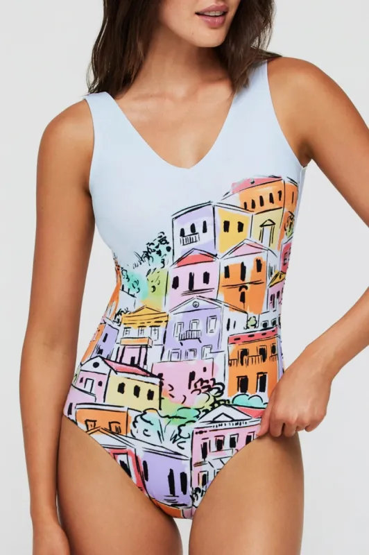 Halle V-Neck One-Piece Swimsuit sold by Hermoza