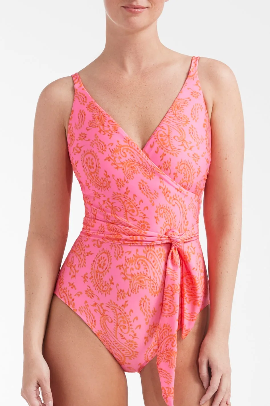 Amelia V-Neck Wrap One-Piece Swimsuit sold by Hermoza