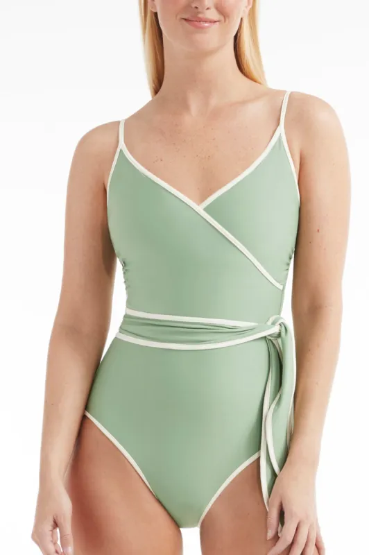 Amelia V-Neck Wrap One-Piece Swimsuit - FINAL SALE sold by Hermoza