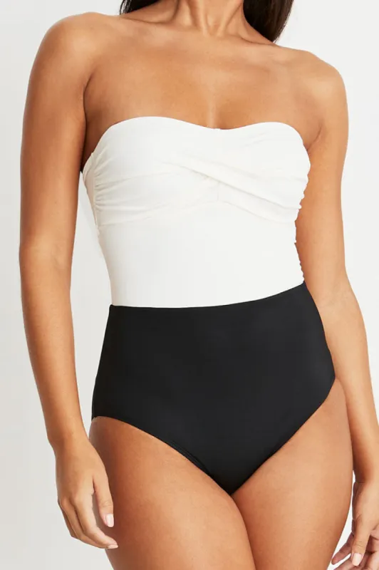 Liz Sweetheart Strapless One-piece Swimsuit in Black & White - FINAL SALE sold by Hermoza
