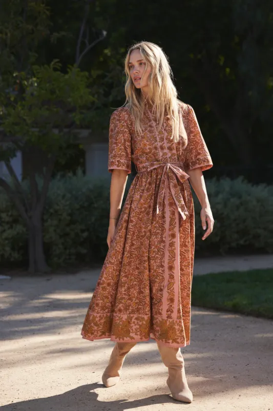 Alexandra Collar Belted Tie Midi Dress - FINAL SALE sold by Hermoza