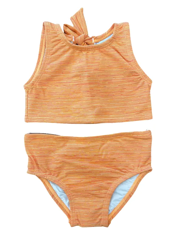 Little Goldie High Neck Two-Piece Swimsuit in Orange sold by Hermoza