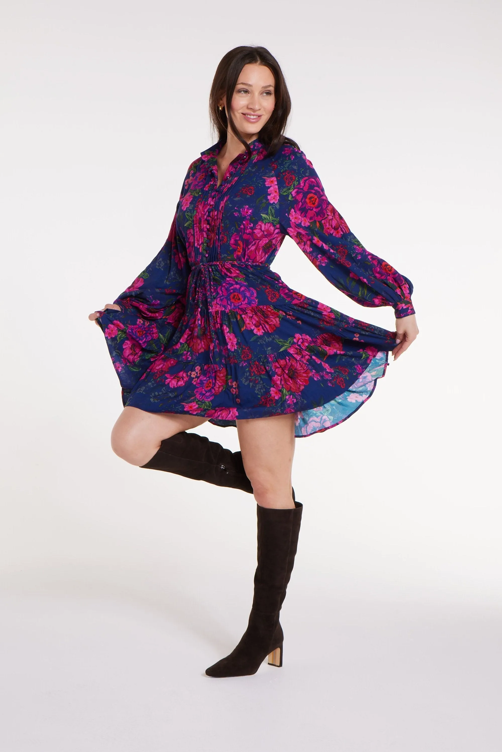 Louisa Belted Tunic Mini Dress in Floral sold by Hermoza product image thumbnail 3