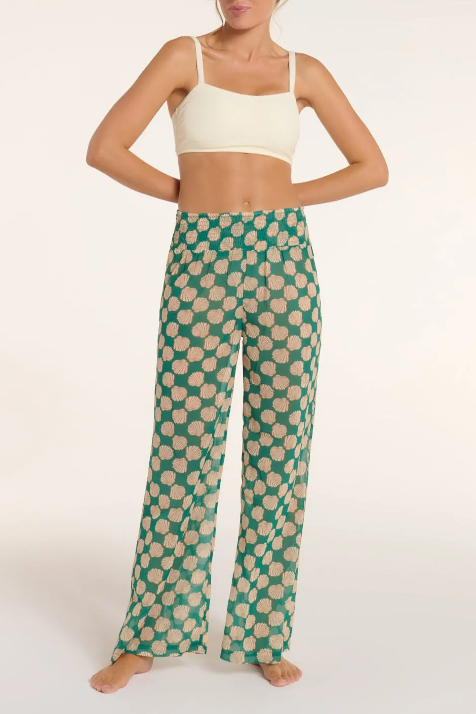 Nora High-waisted Pants Cover-up in Green sold by Hermoza