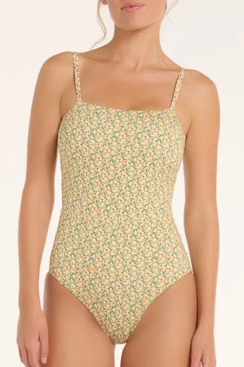 Maddy Scoop Neck One-Piece Swimsuit in Ditsy Floral sold by Hermoza