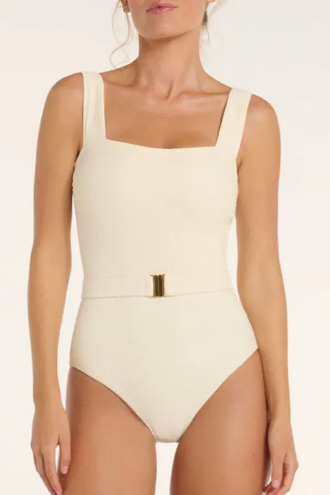 Belted Marisa Square Neckline One-Piece Swimsuit sold by Hermoza