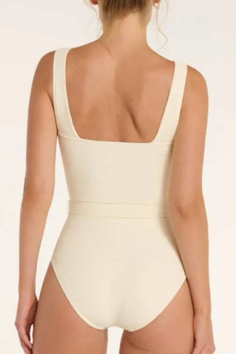 Belted Marisa Square Neckline One-Piece Swimsuit sold by Hermoza product image thumbnail 2