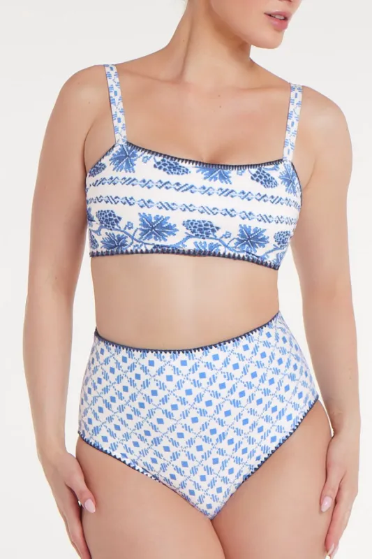 Alyssa Reversible Bikini Top in Santorini Dots sold by Hermoza