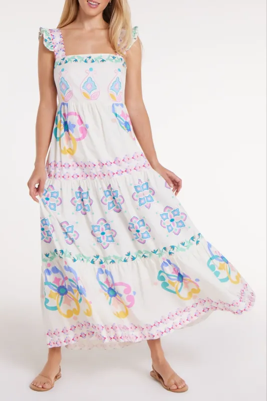 Olivia Maxi Dress in Graceful Garlands sold by Hermoza