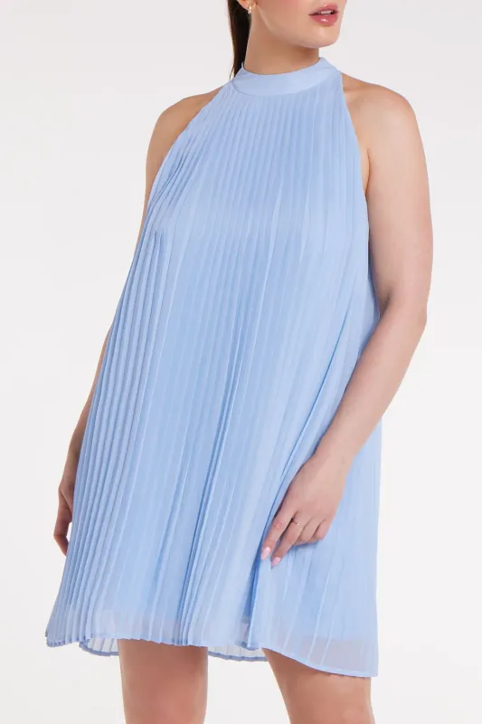 Corinne Halter Mini Dress in Blue Moon sold by Hermoza