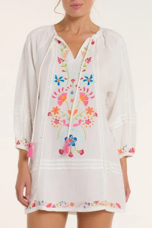 Phoebe Dress in Colorful Embroidery sold by Hermoza