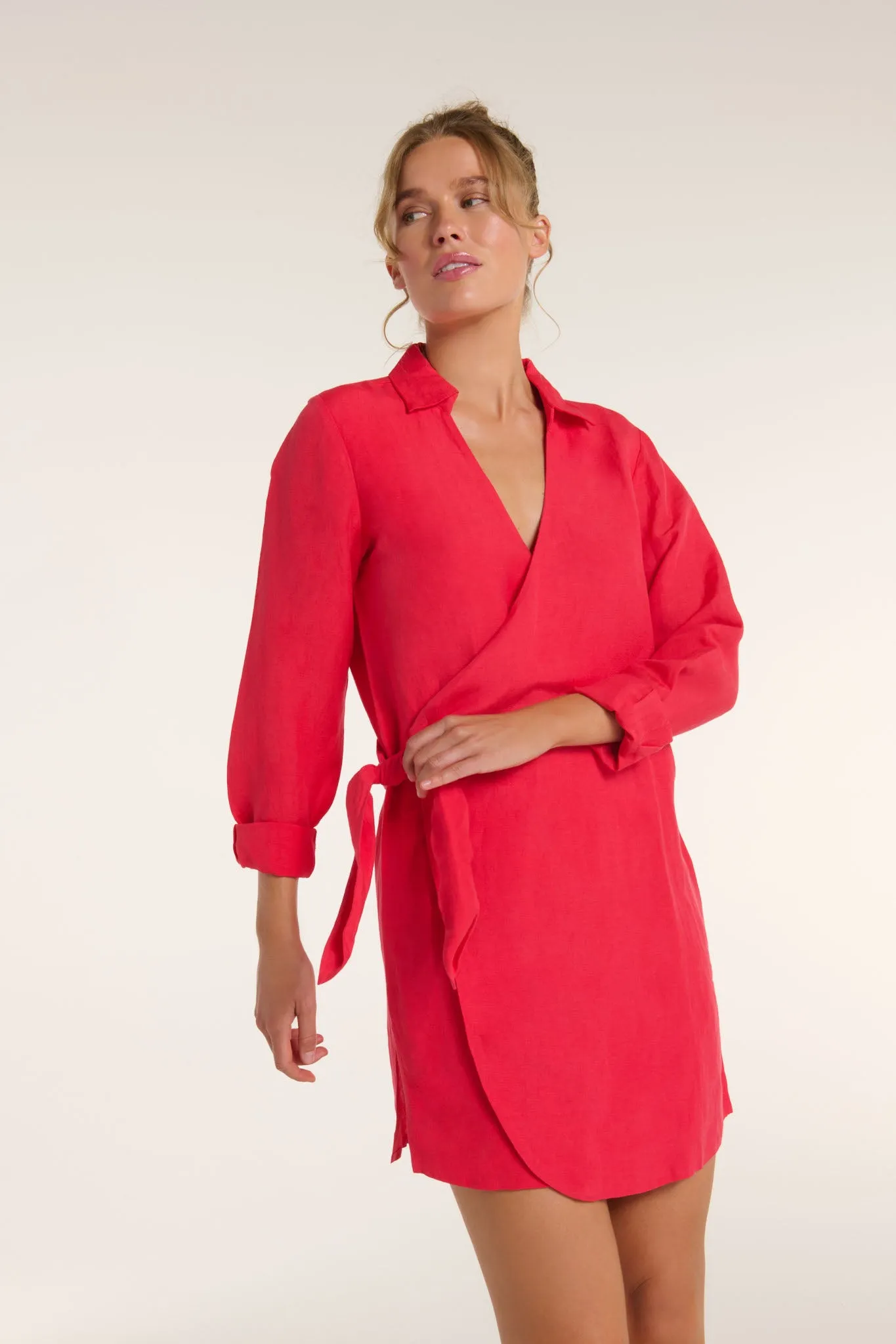 Isla Wrap Dress in Teaberry sold by Hermoza product image thumbnail 4