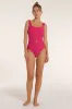 Belted Marisa One-piece Swimsuit in Teaberry sold by Hermoza