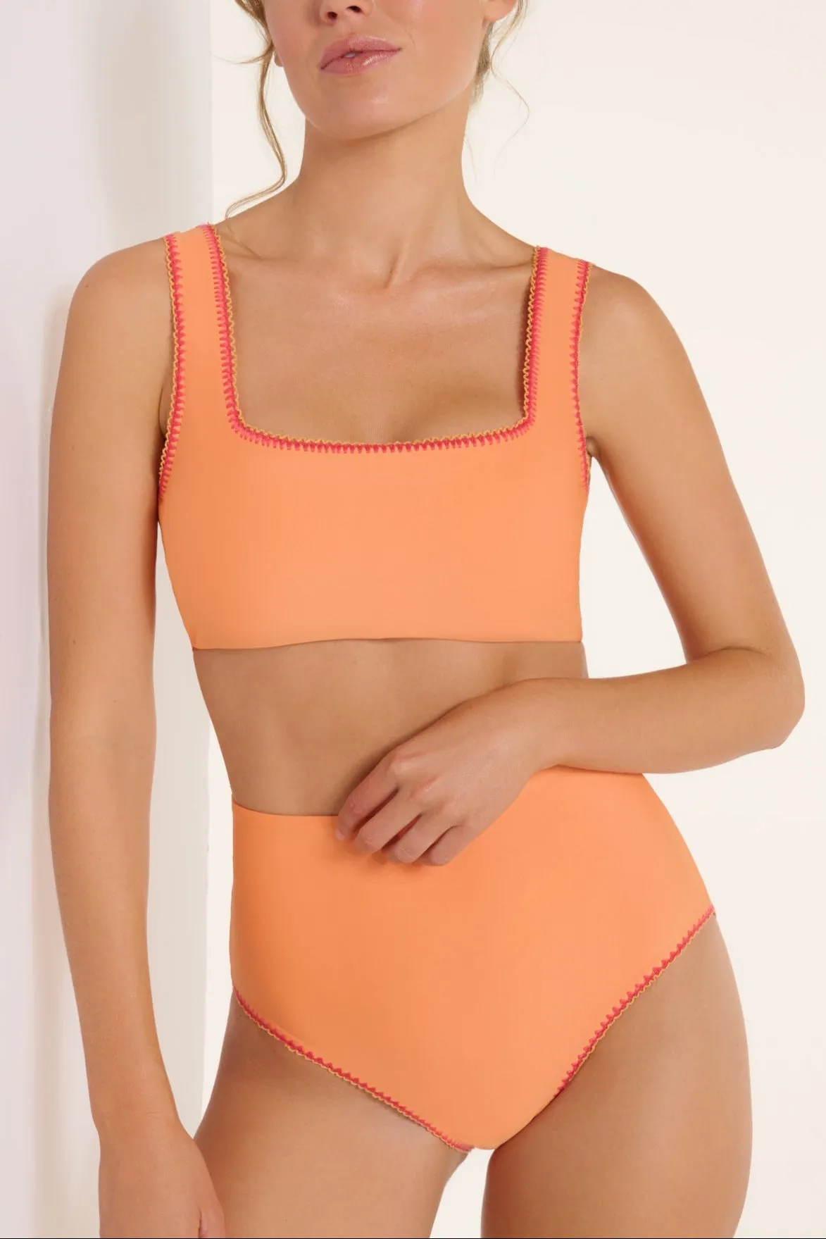 Vanessa Two-Piece High Waisted Reversible Swimsuit Bottom in Papaya - FINAL SALE sold by Hermoza product image thumbnail 4