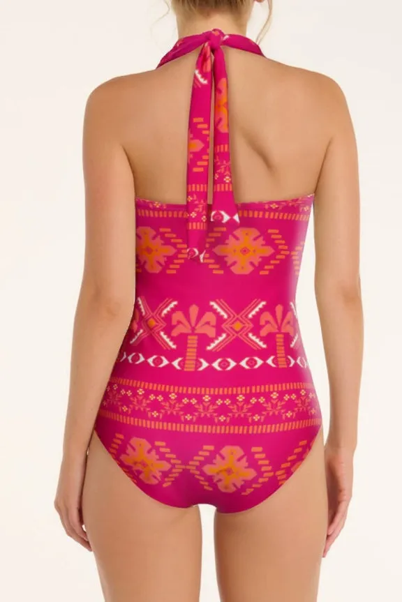 Marilyn Square Neck Ruched One-Piece Swimsuit in Tribal Gone West sold by Hermoza product image thumbnail 2
