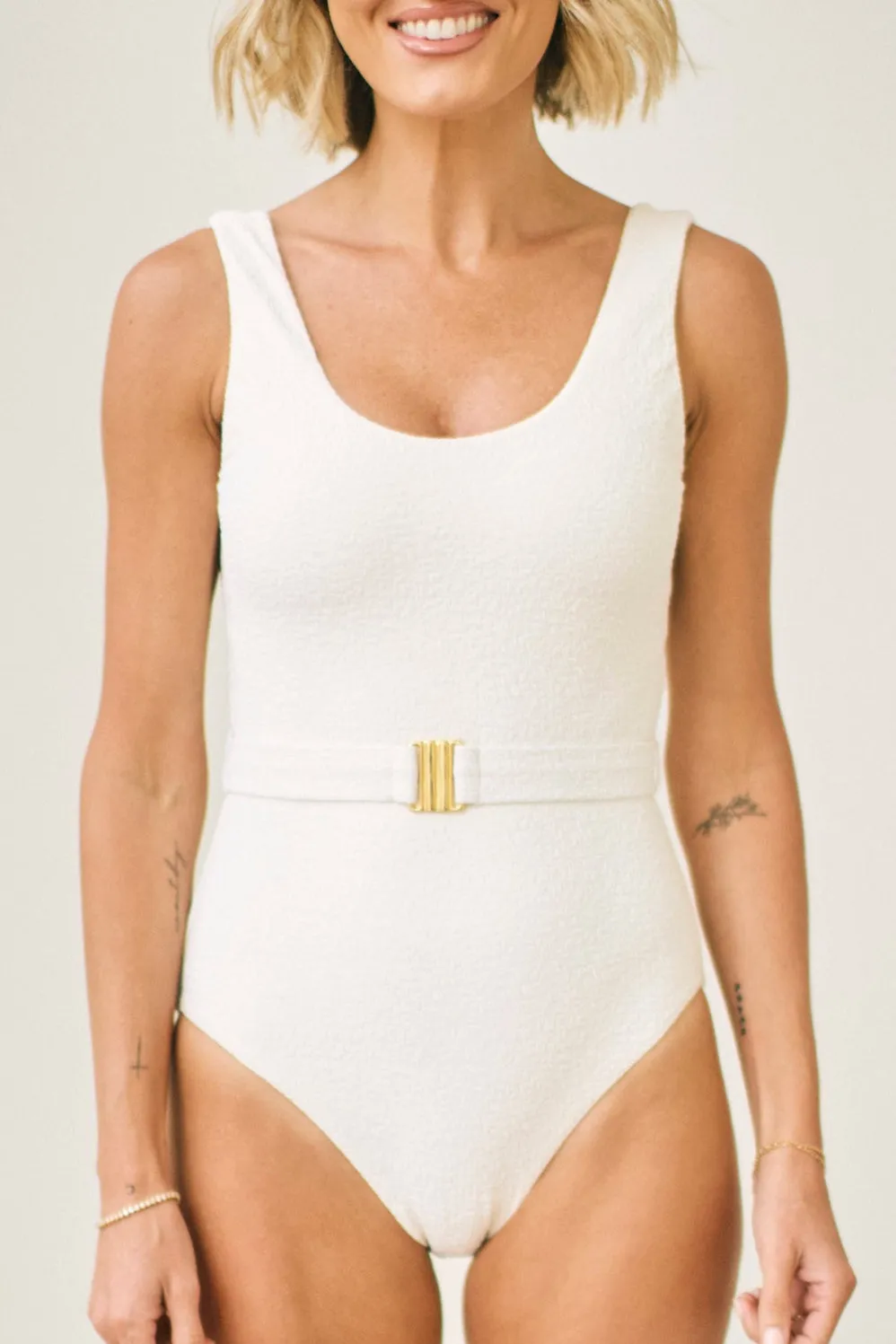 Joan Belted One-Piece Swimsuit in Cream Haze sold by Hermoza product image thumbnail 5