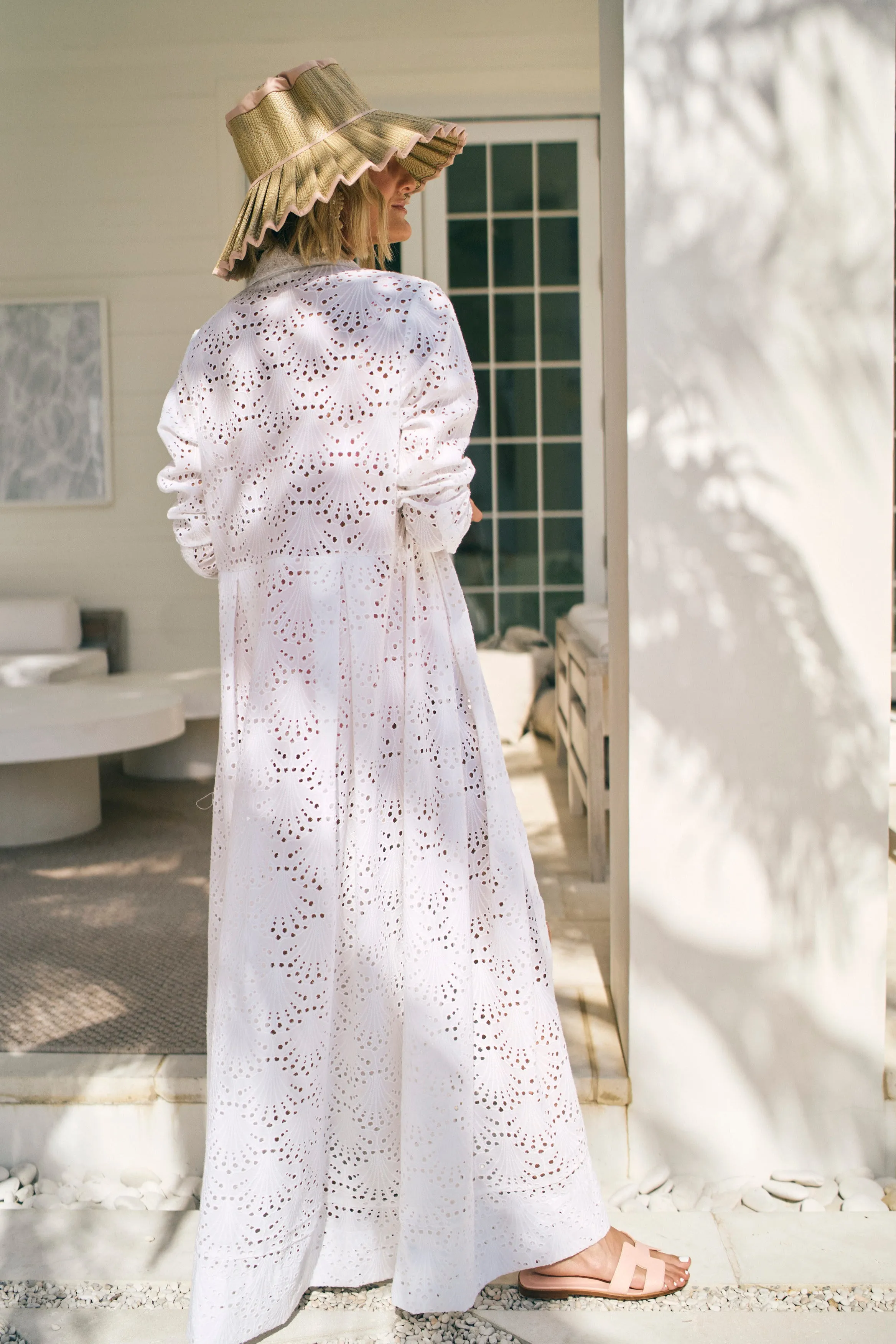 Birdie Eyelet Long Dress in White Eyelet sold by Hermoza product image thumbnail 2