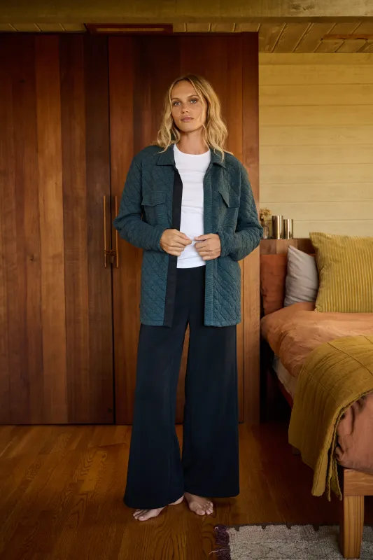 Abuelo Quilted Jacket in Blue Heather sold by Hermoza