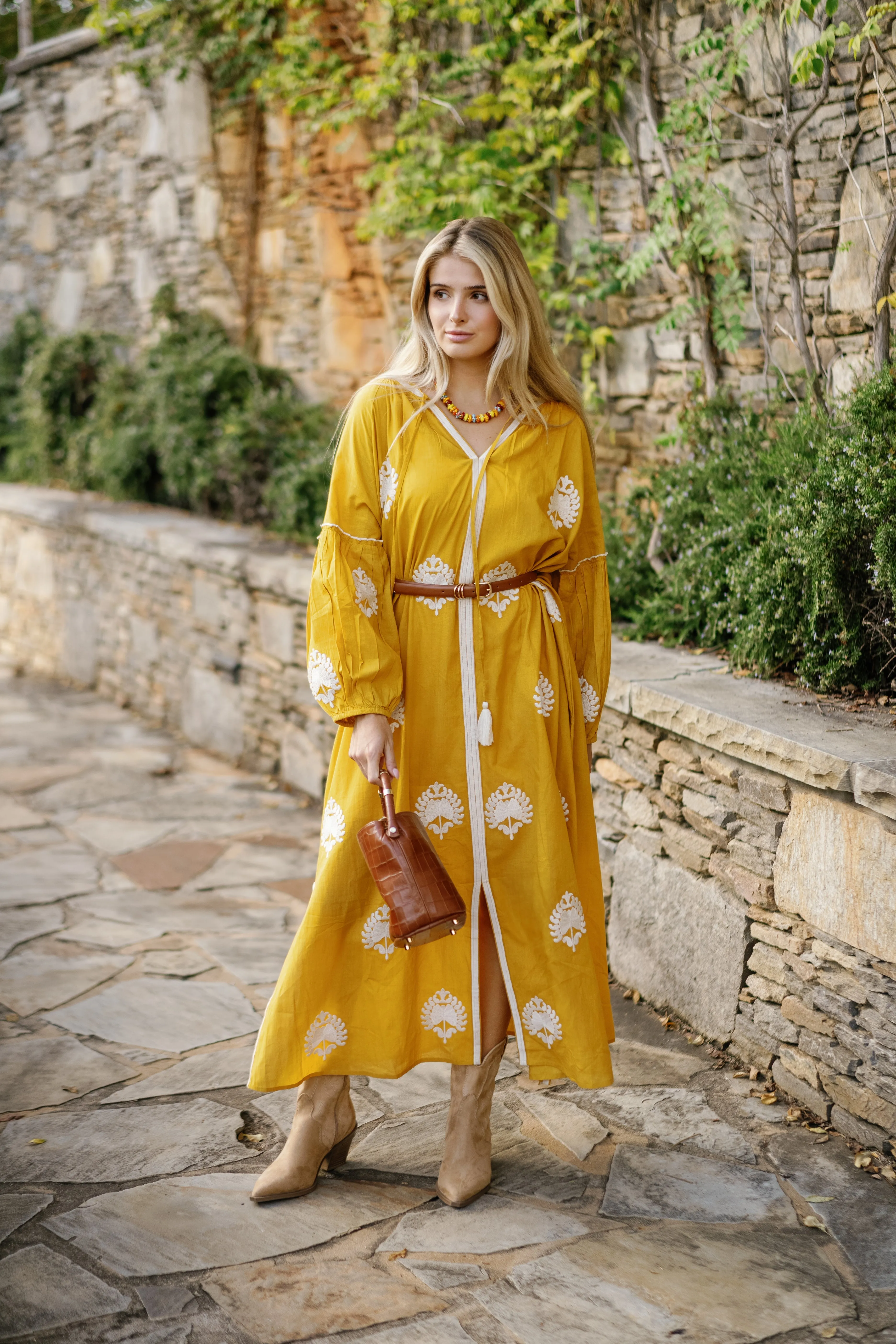 Mellow Yellow Caftan by TELA Mercantile sold by Hermoza
