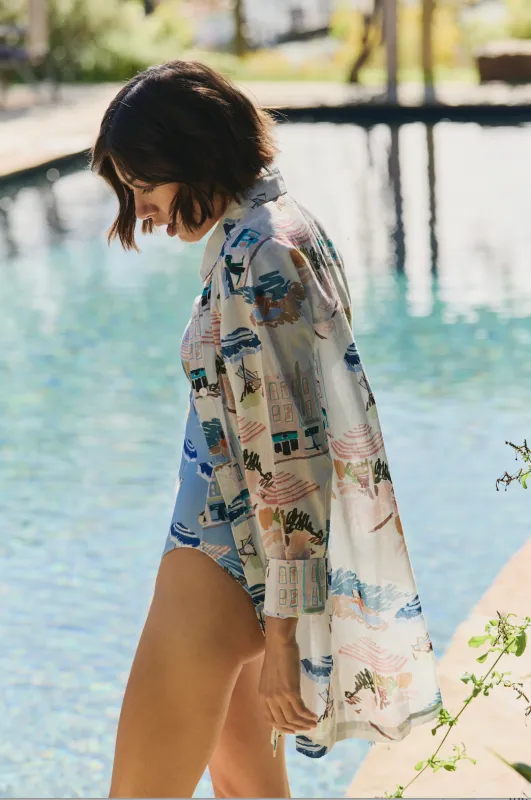 Marie Shirt Dress Cover-up in Coast to Coast sold by Hermoza