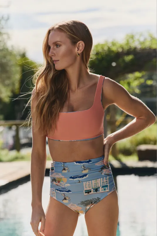 Maggie Square Neck Reversible Bikini Top in Coast to Coast sold by Hermoza