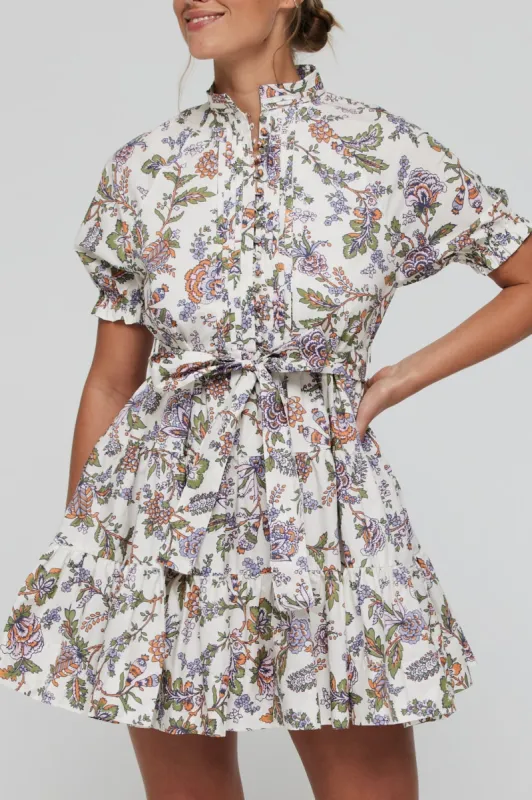 Louisa Belted Tunic Mini Dress in Floral FINAL SALE sold by Hermoza