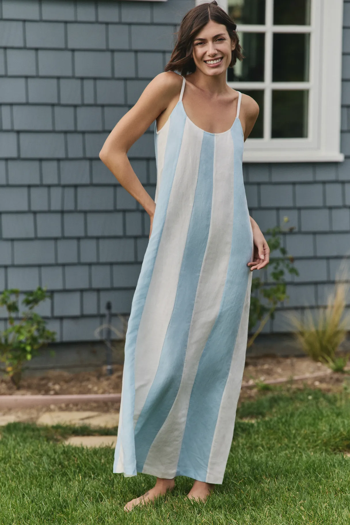 Grace Maxi Dress Cover-up in Powder Blue sold by Hermoza